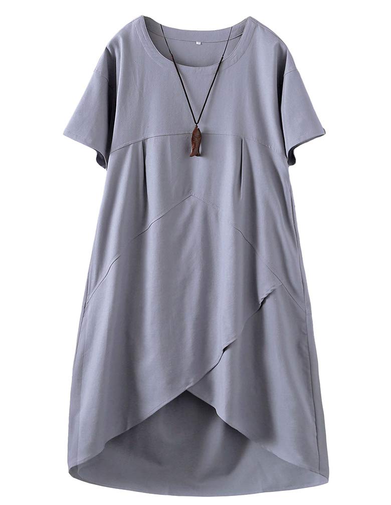 Women's Linen Cotton Pocketed Oversized Midi Dress