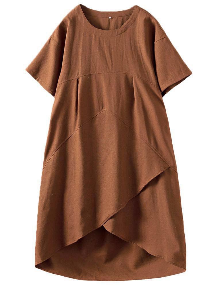Women's Linen Cotton Pocketed Oversized Midi Dress