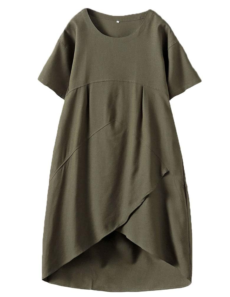 Women's Linen Cotton Pocketed Oversized Midi Dress