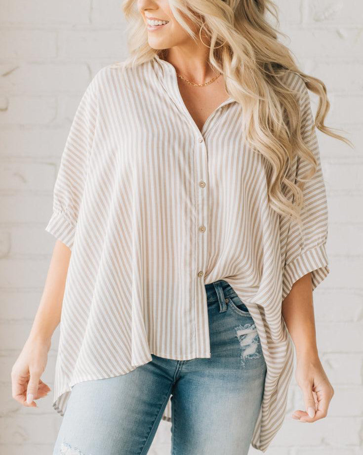 Limited time sale 🔥Women's Oversized Striped Loose Button-down Shirt