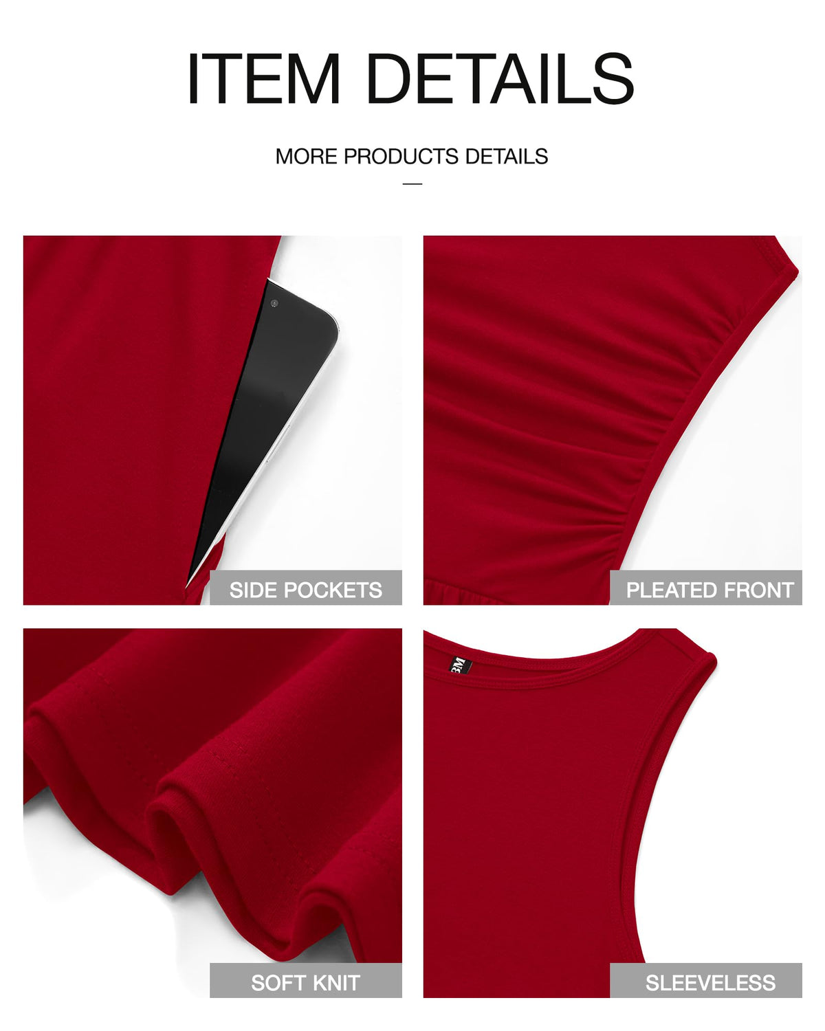 Limited time sale🔥Women's Solid Color Sleeveless Waist Pleated Design Dress with Pockets