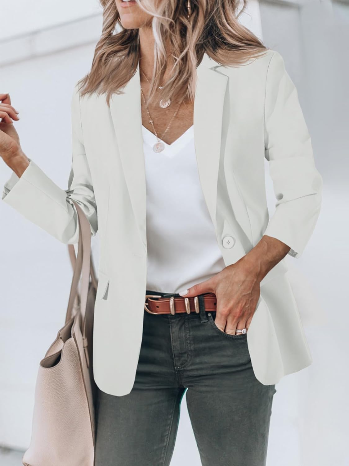 Limited time sale🔥Women's Casual Button Open Front Pocket Blazers Jacket