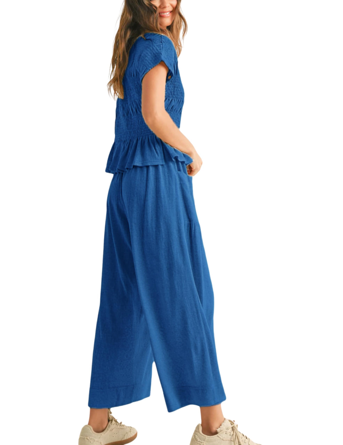 Limited time sale🔥Women's Pleated Top Wide Leg Pants Set with Pockets