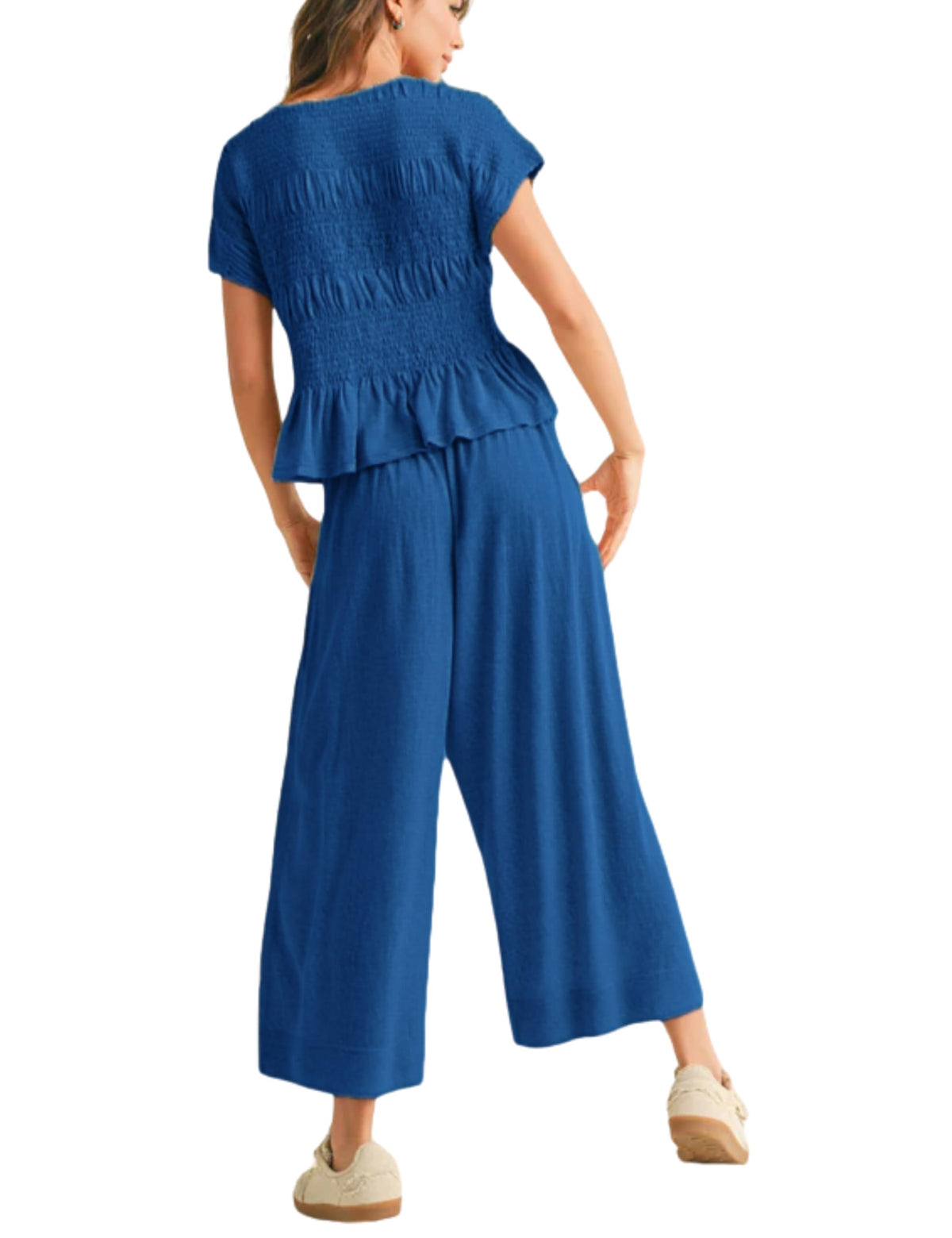 Limited time sale🔥Women's Pleated Top Wide Leg Pants Set with Pockets