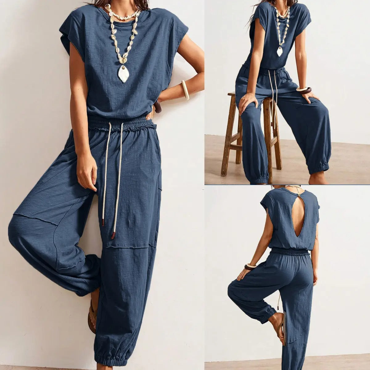 Women's Casual Sleeveless One Piece Jumpsuits Drawstring Romper
