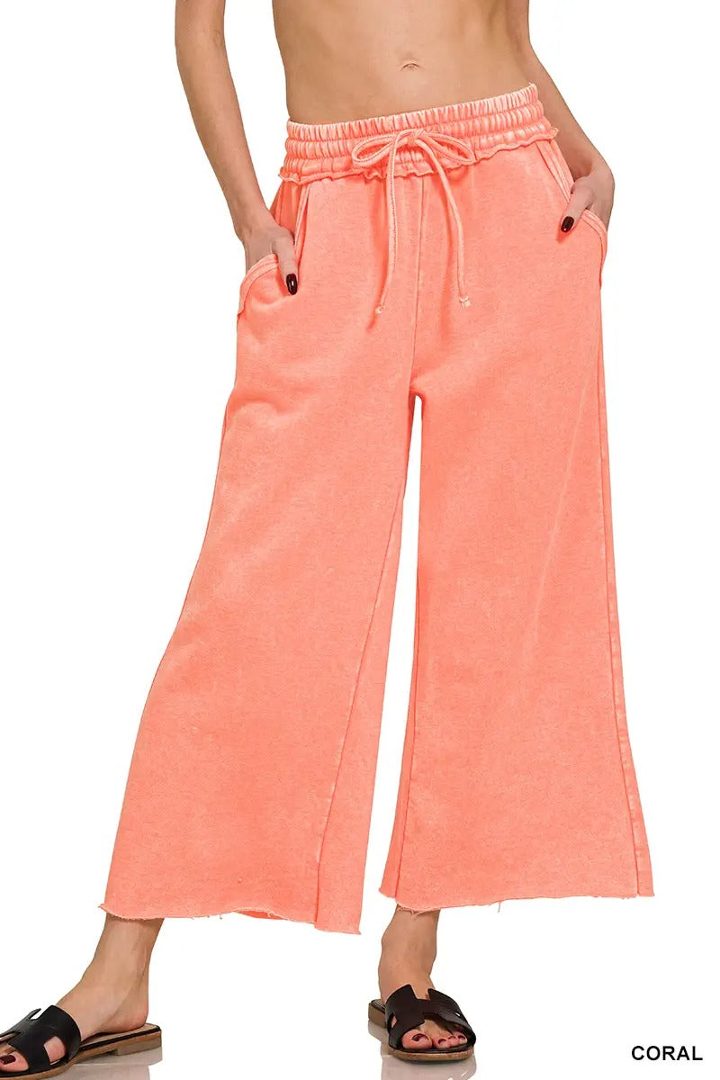 ✨ Women's Comfy Acid Wash Palazzo Sweatpants with Pockets