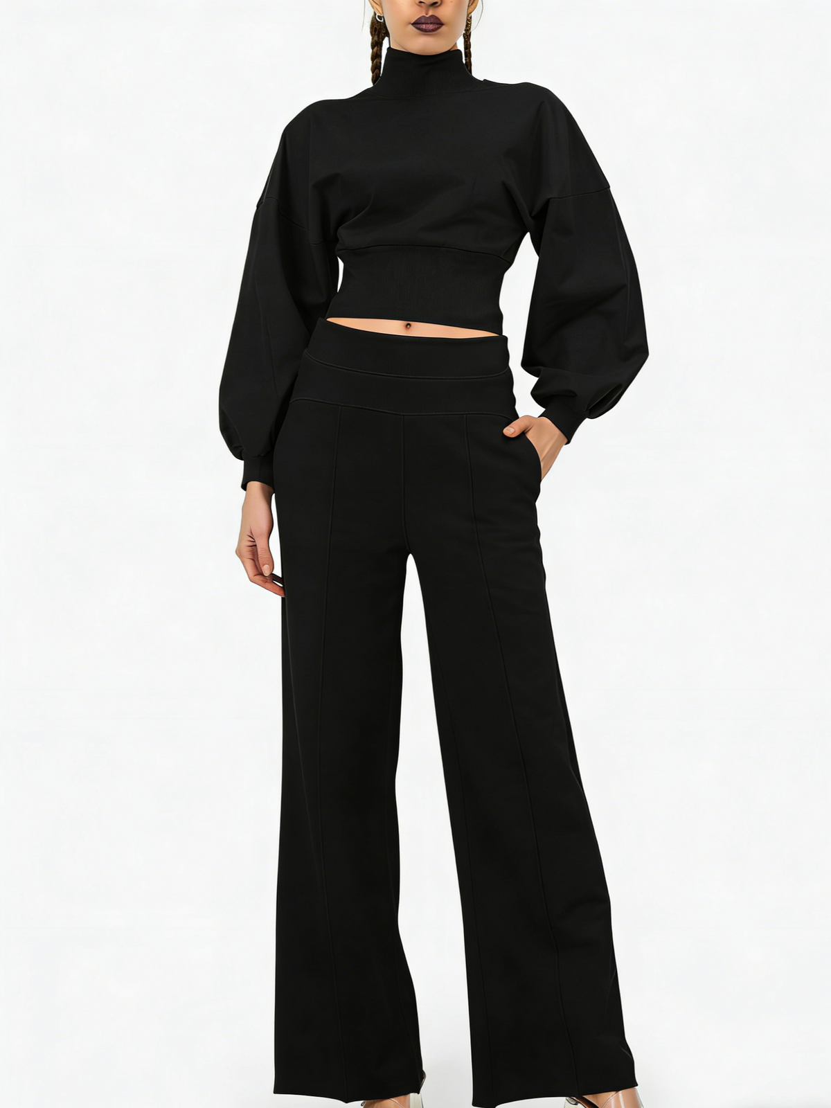 Women's 2-Piece Turtleneck Workout Set