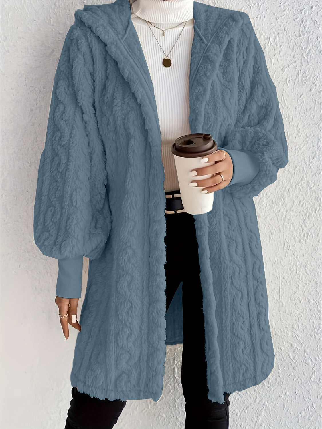 HOT SALE🔥Women's Plush Fleece Soft Midi-Length Jacket with Pockets