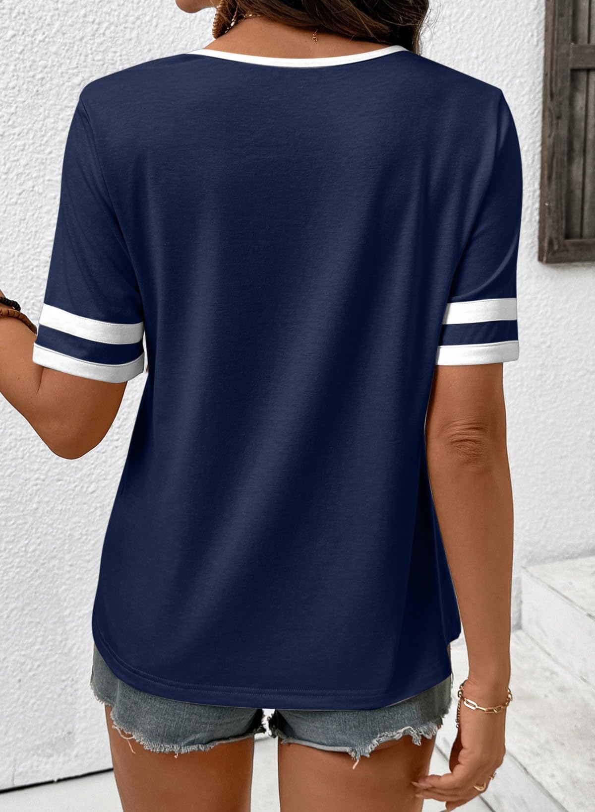 Limited time sale🔥Women's Casual Colorblock V-Neck T-Shirt