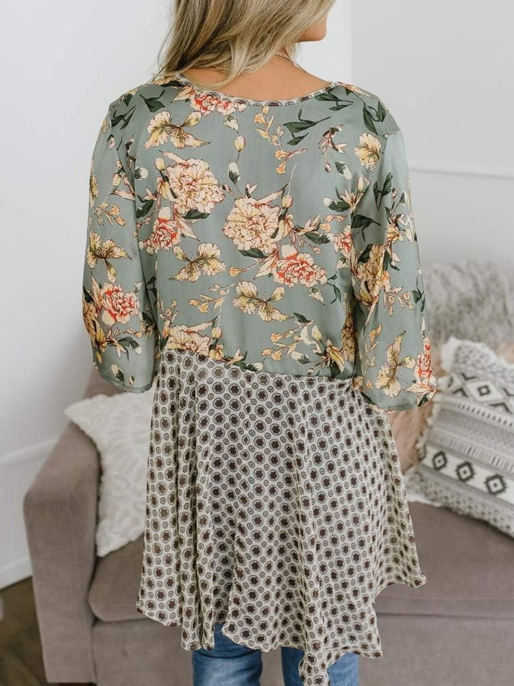 Women's Floral Kimono Ruffle Sleeve Tie Cardigans Flowy Boho Loose Cover Ups