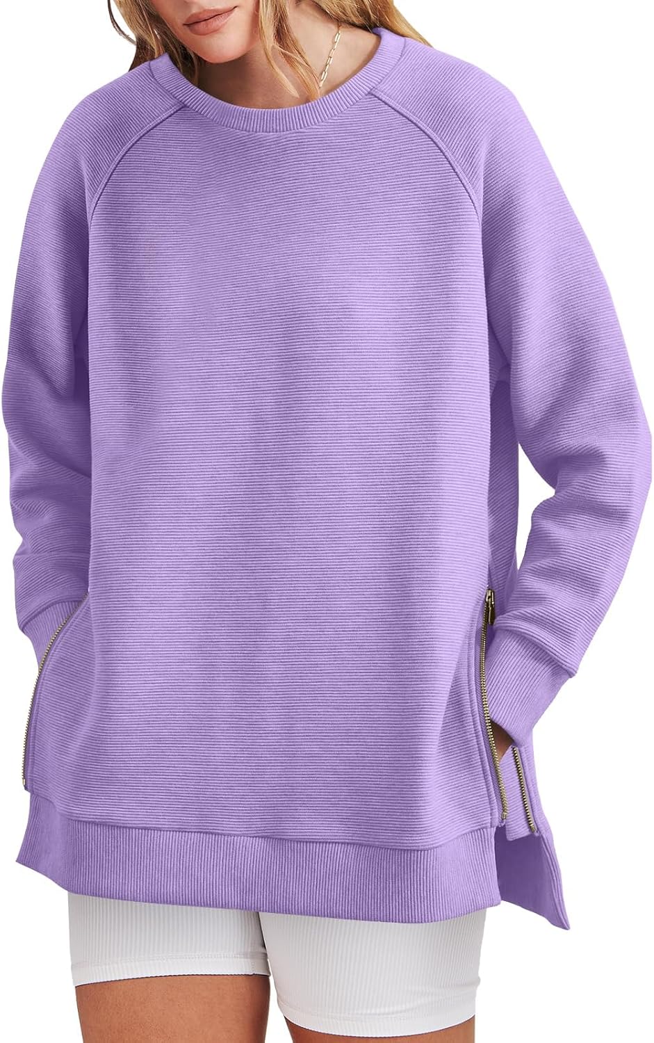 Oversized Sweatshirt Crewneck Long Sleeve Tunic Pollover Shirts(BUY TWO FREE SHIPPING!!!!)