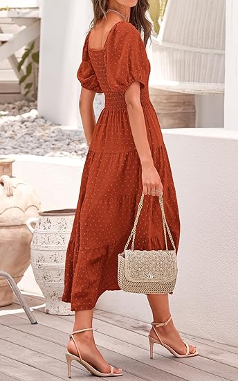 2024 ๐ฅ Women's Puff Sleeve V Neck Maxi Dresses