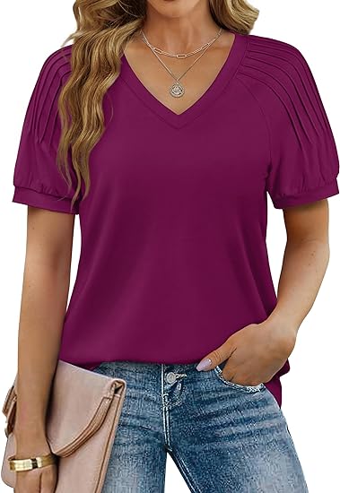 Women's Tops Pleated Short Sleeve Shirts (BUY 2 FREE SHIPPING)