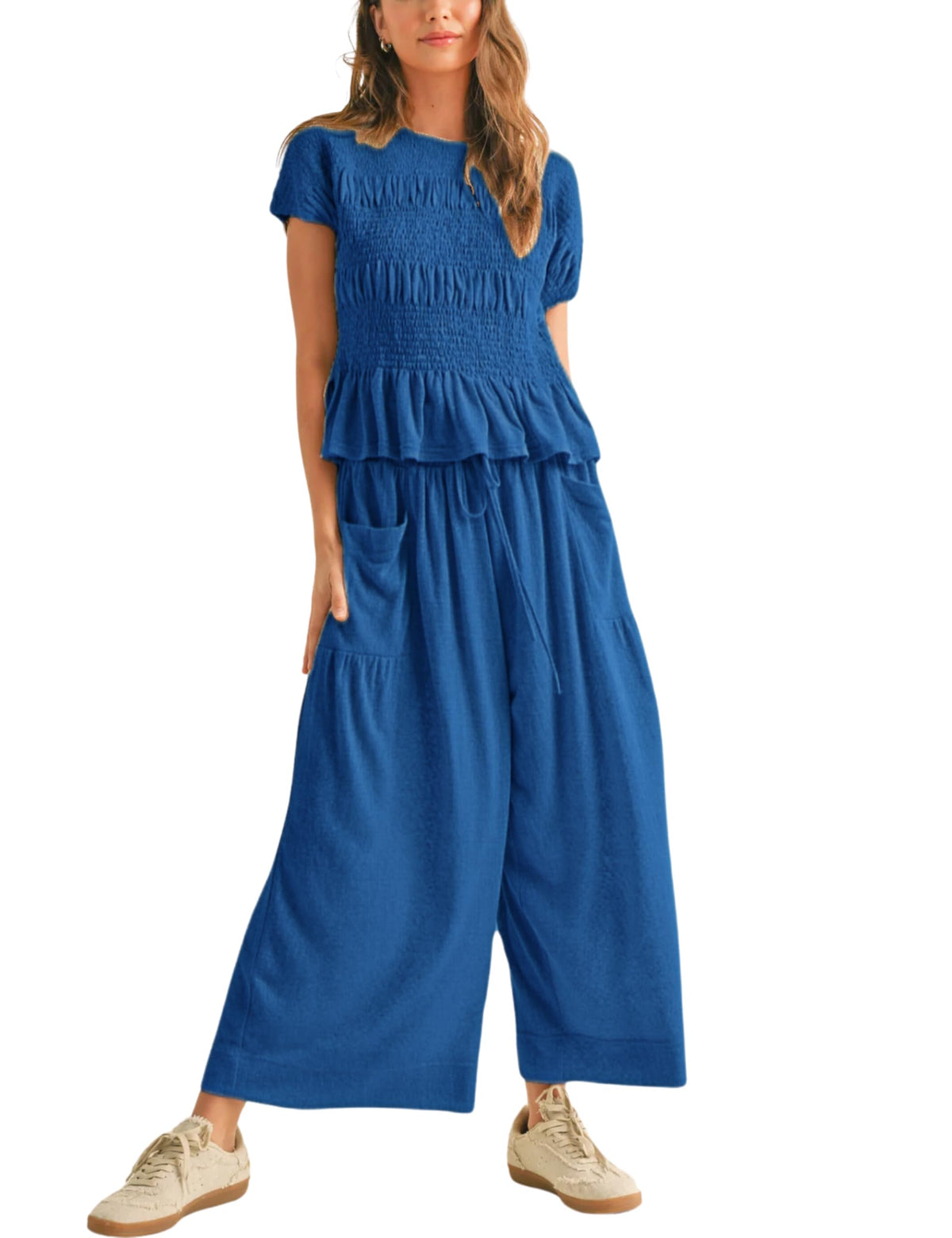 Limited time sale🔥Women's Pleated Top Wide Leg Pants Set with Pockets