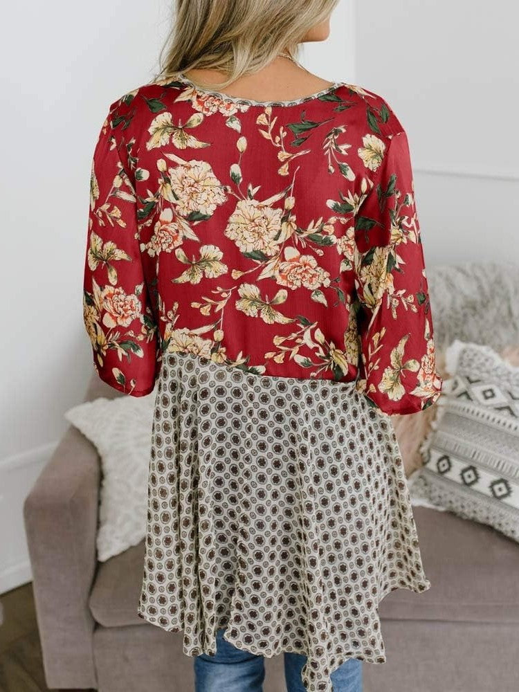 Women's Floral Kimono Ruffle Sleeve Tie Cardigans Flowy Boho Loose Cover Ups