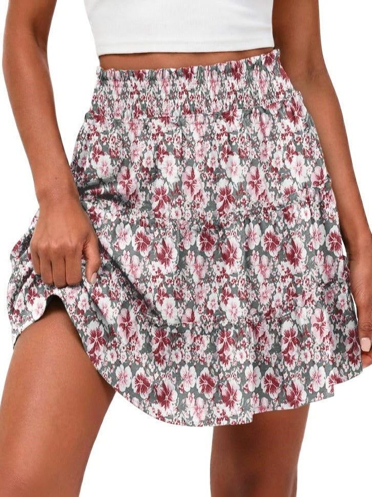 Limited time sale🔥Women's Casual High Waisted Ruffle Tiered Flowy Mini Skorts Skirts