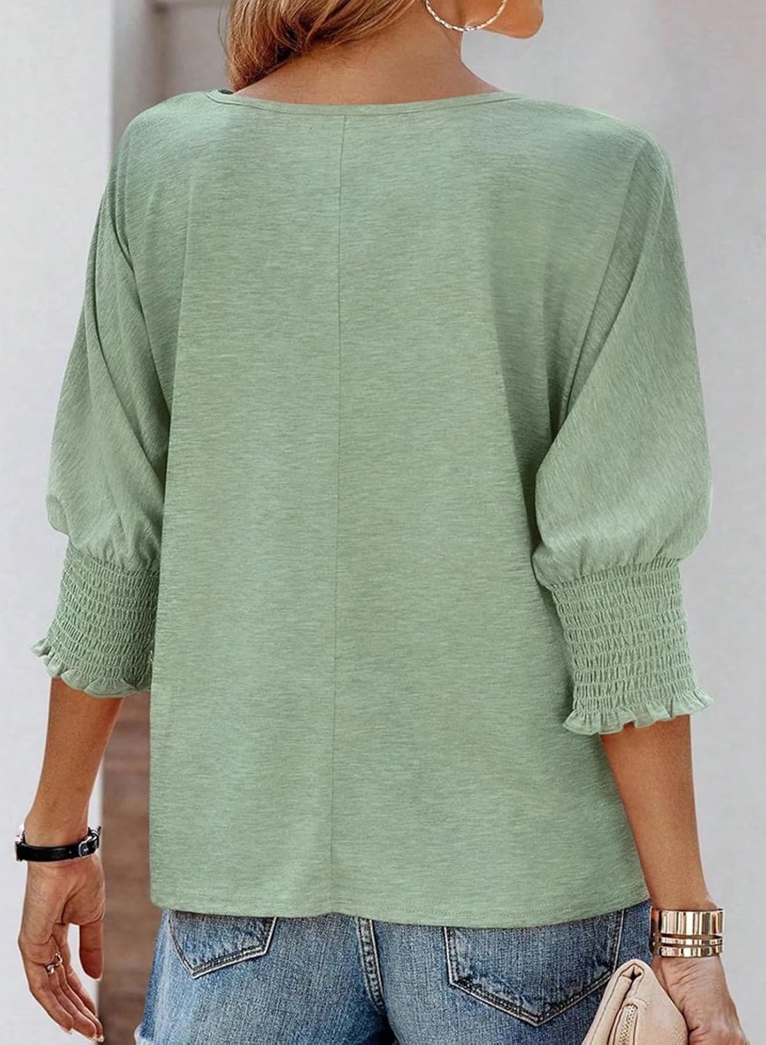 Limited time sale 🔥Womens 3/4 Sleeve T-Shirts Cute Crewneck Tees Blouses