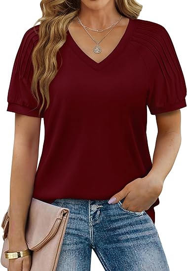Women's Tops Pleated Short Sleeve Shirts (BUY 2 FREE SHIPPING)