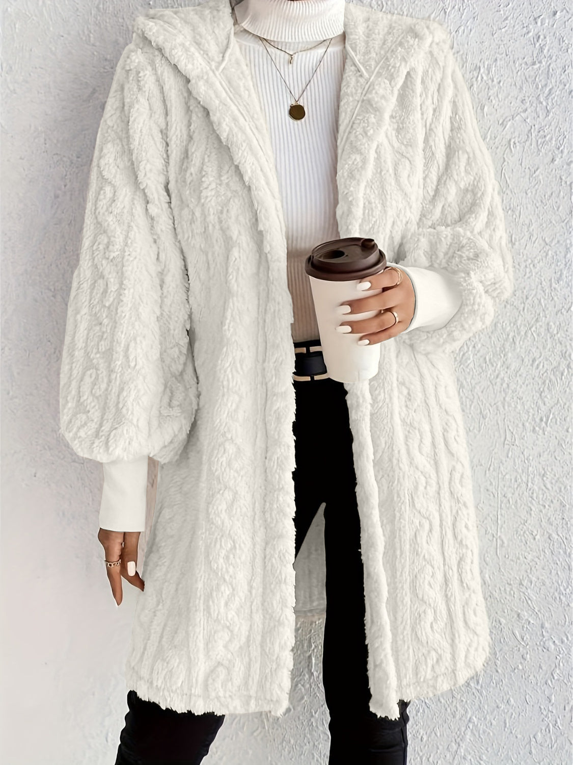 HOT SALE🔥Women's Plush Fleece Soft Midi-Length Jacket with Pockets