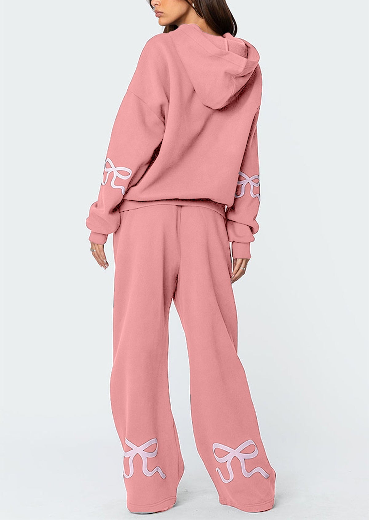 Limited time sale🔥Women's Bow Detail Hoodie Sweat Set