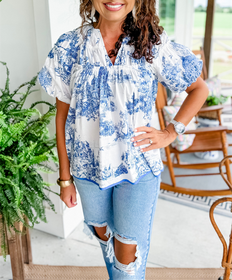 Classic Charm Toile Top(Buy 2 Free Shipping)