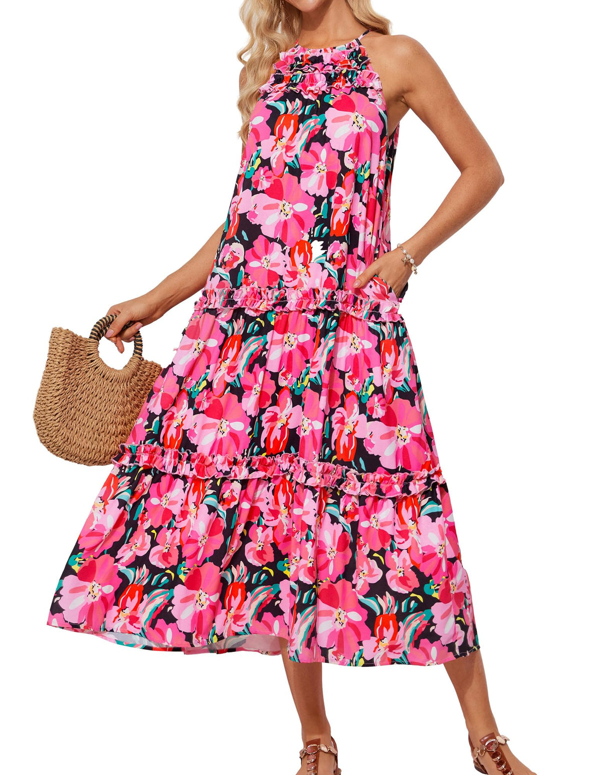 Limited time sale🔥Women's Elegant Hollower Out Waist A Line Spaghetti Straps Dress