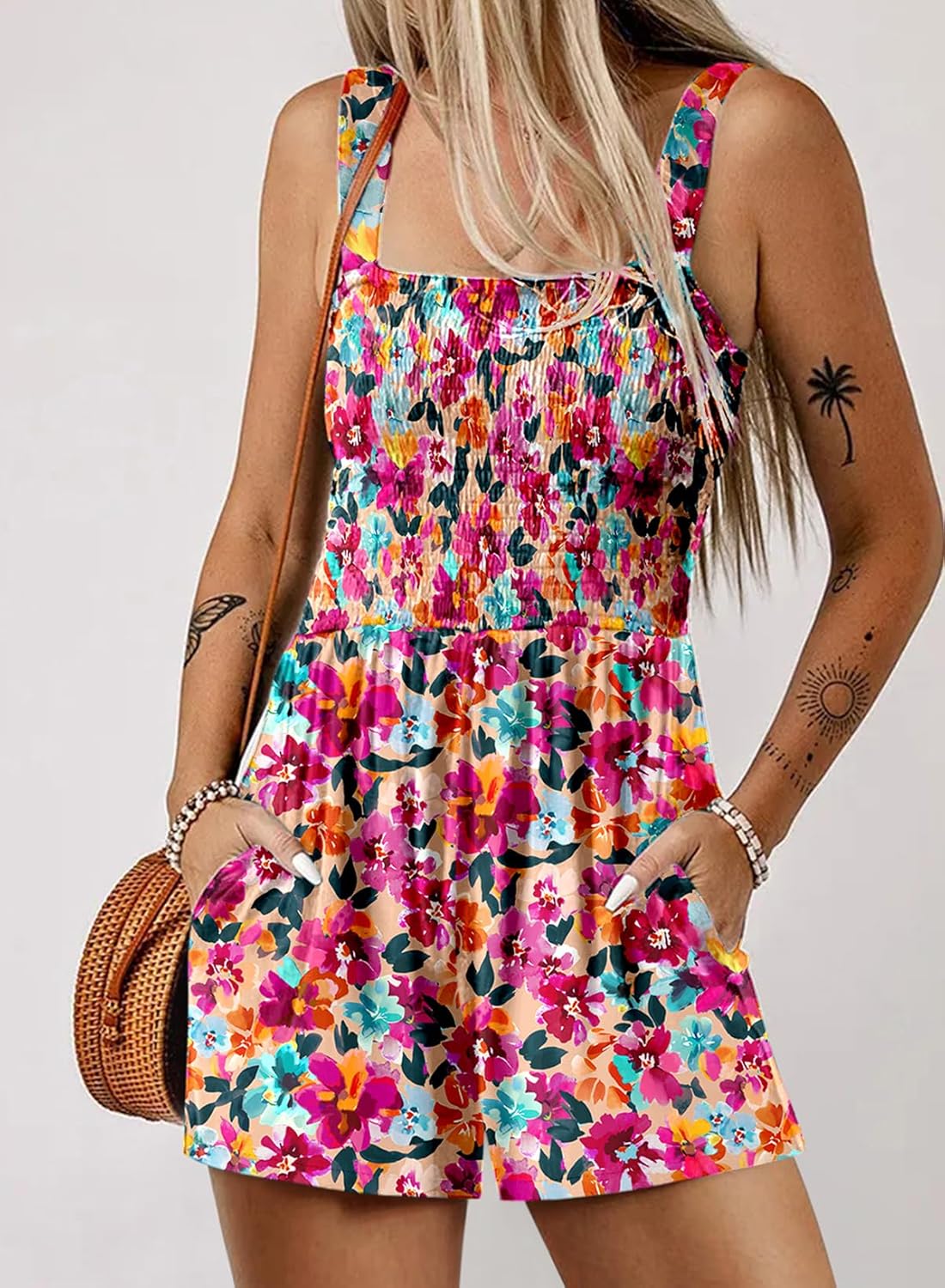 Limited time sale🔥Women's Casual Sleeveless Floral Jumpsuit Cute Romper with Pockets