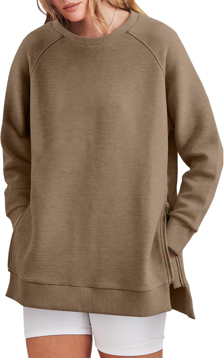 Oversized Sweatshirt Crewneck Long Sleeve Tunic Pollover Shirts(BUY TWO FREE SHIPPING!!!!)