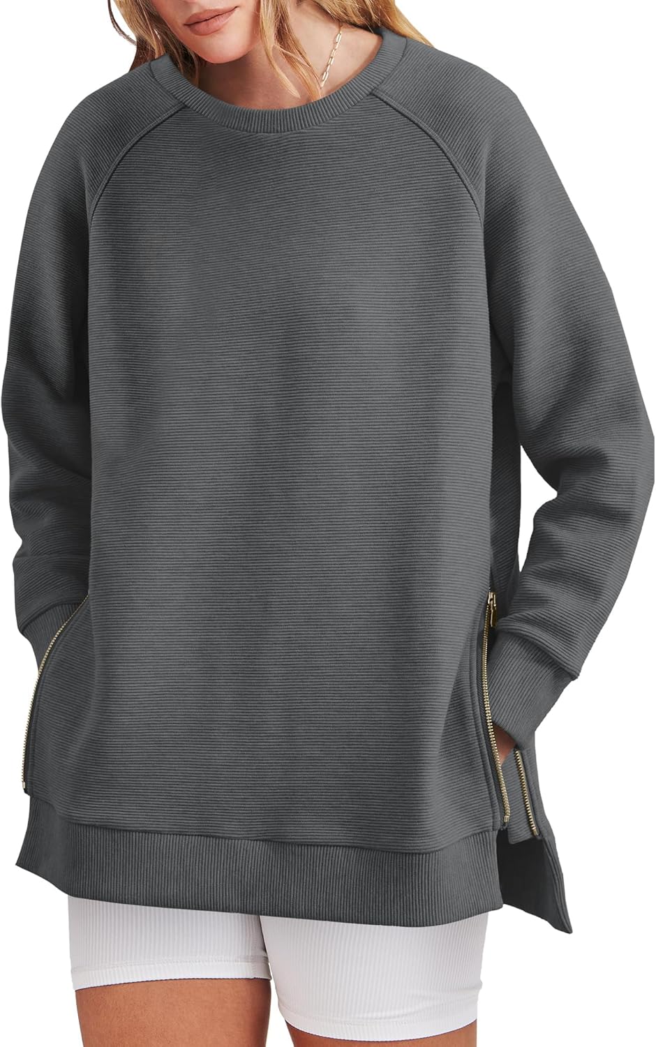 Oversized Sweatshirt Crewneck Long Sleeve Tunic Pollover Shirts(BUY TWO FREE SHIPPING!!!!)