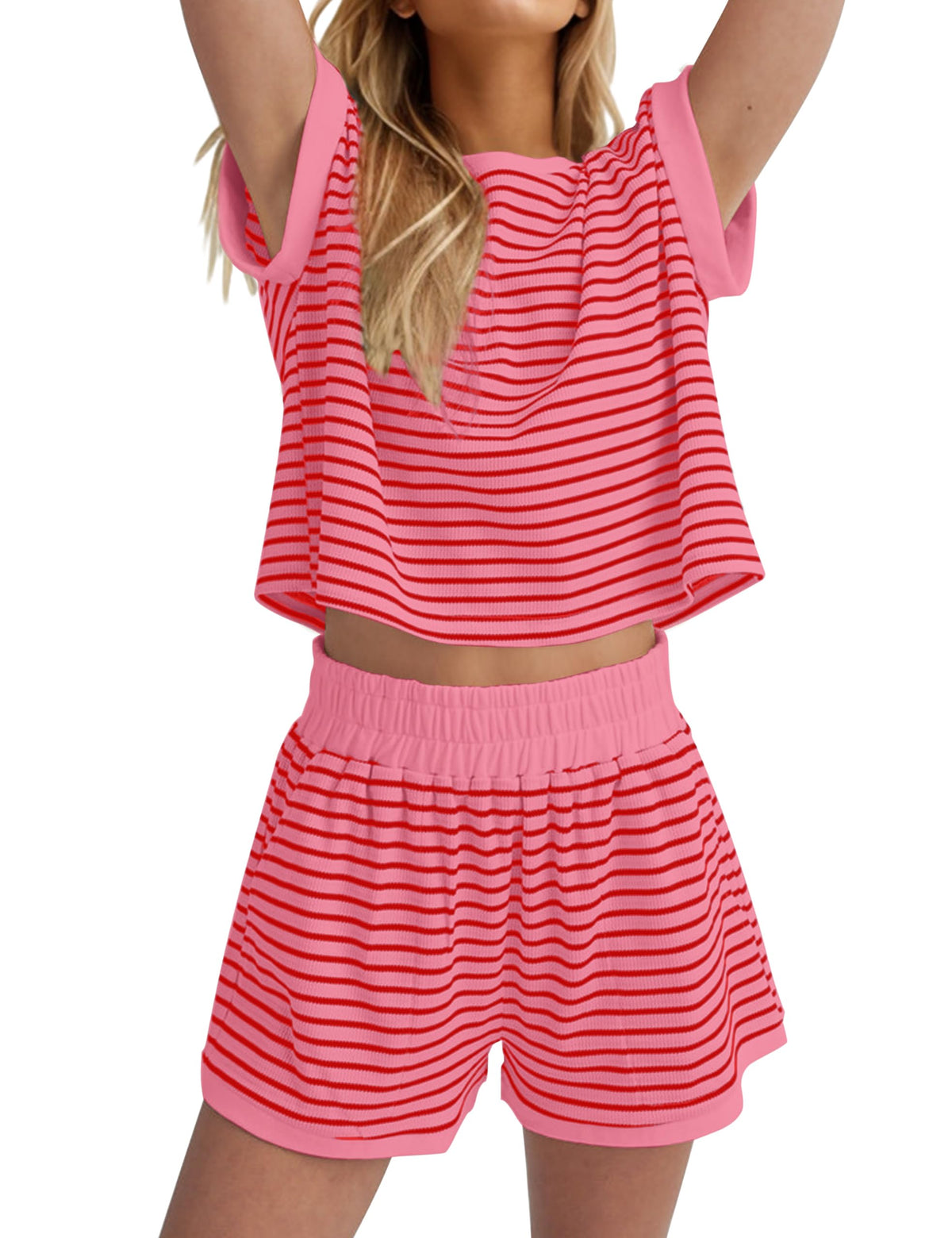 ⏰Hot Sale-Womens Striped Knit Sets 2 Piece Outfits