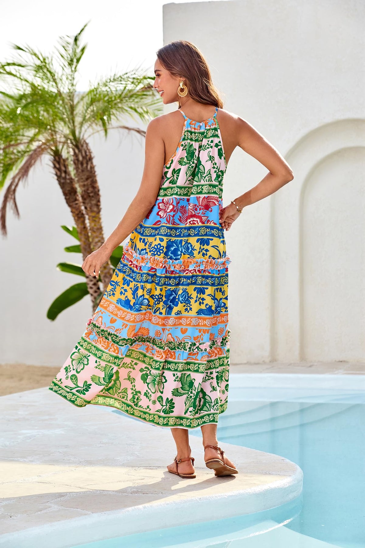 Limited time sale🔥Women's Elegant Hollower Out Waist A Line Spaghetti Straps Dress