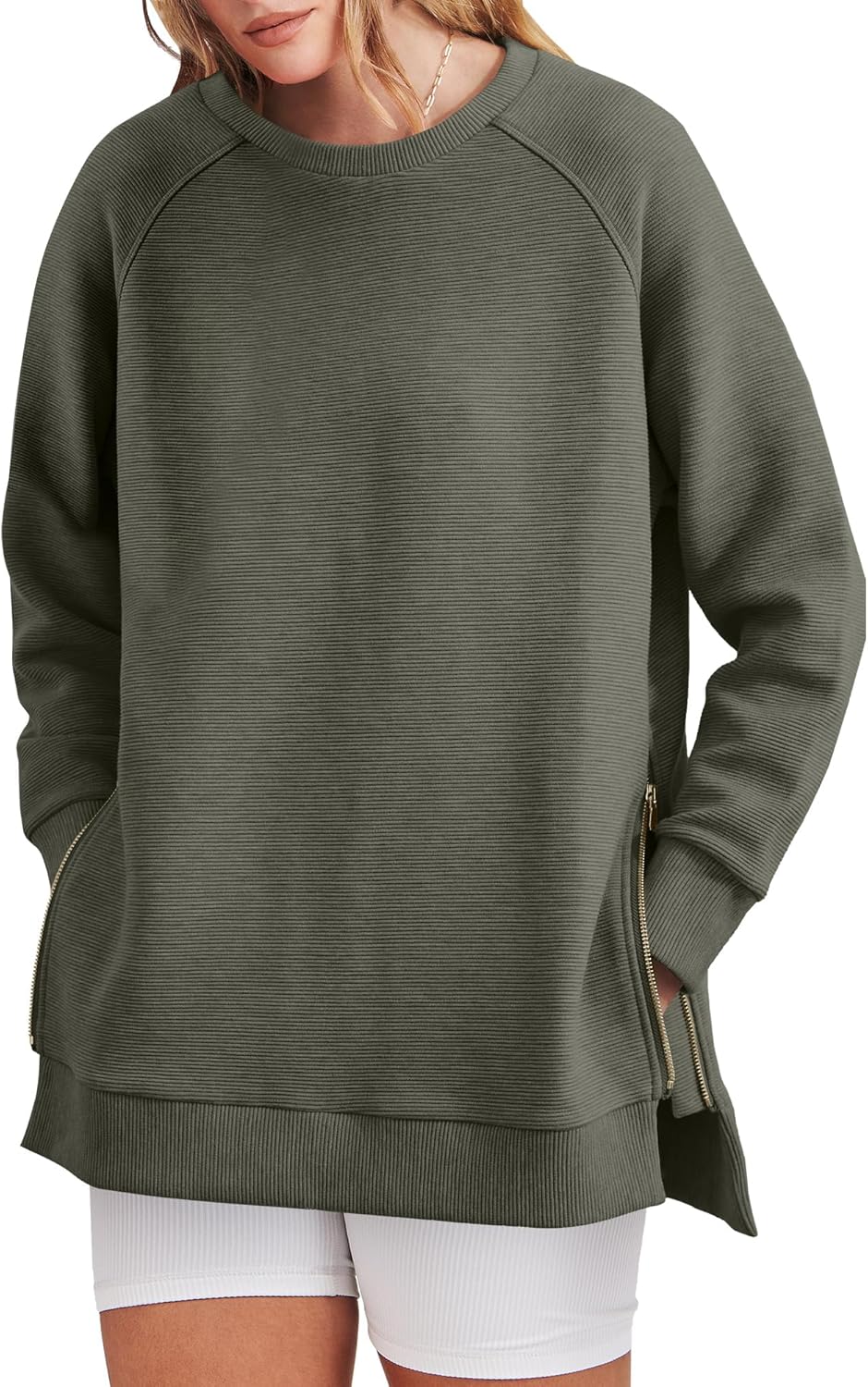 Oversized Sweatshirt Crewneck Long Sleeve Tunic Pollover Shirts(BUY TWO FREE SHIPPING!!!!)