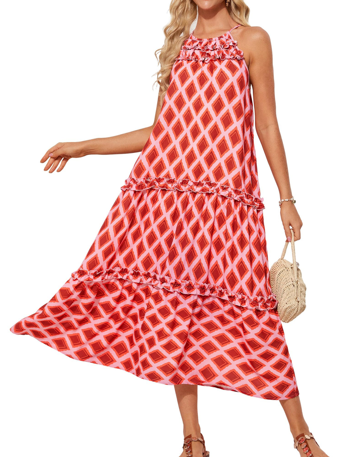 Limited time sale🔥Women's Elegant Hollower Out Waist A Line Spaghetti Straps Dress