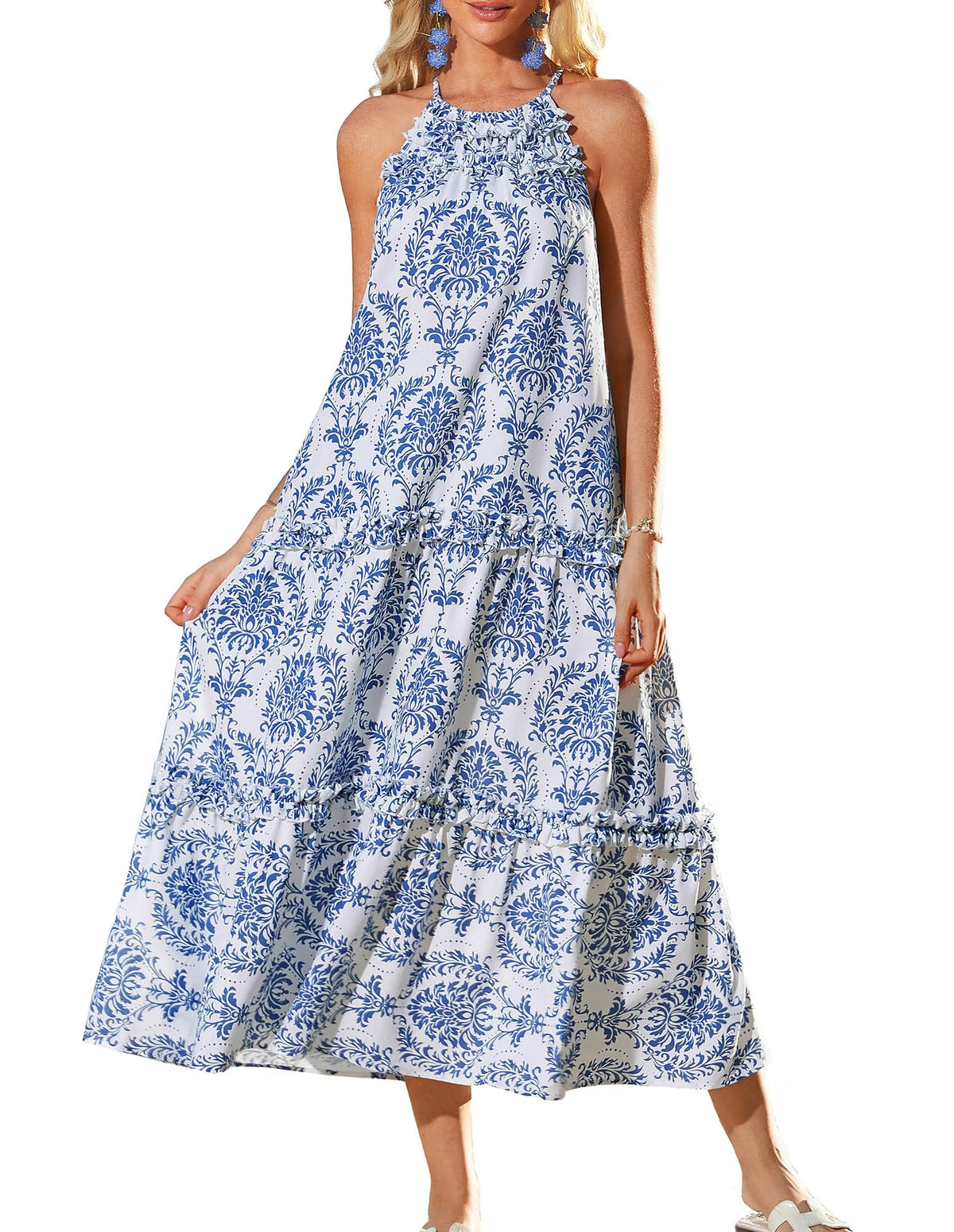 Limited time sale🔥Women's Elegant Hollower Out Waist A Line Spaghetti Straps Dress