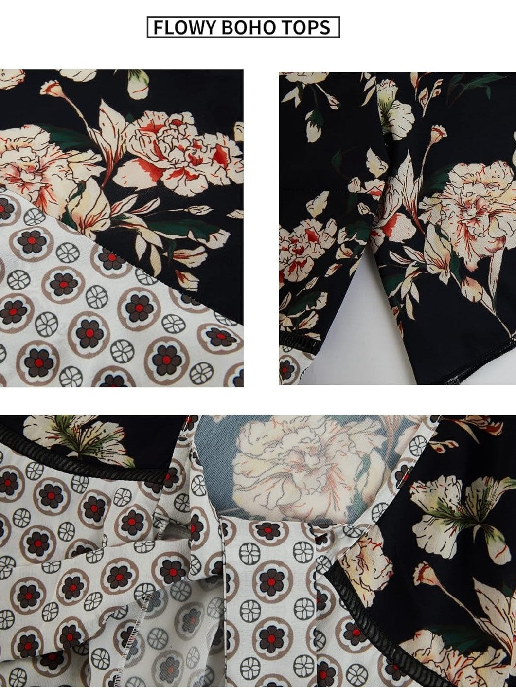 Women's Floral Kimono Ruffle Sleeve Tie Cardigans Flowy Boho Loose Cover Ups