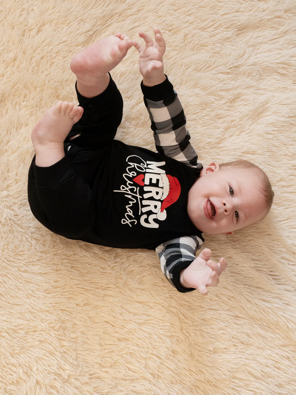 Family Christmas Long-sleeve Black White Letters Pajamas