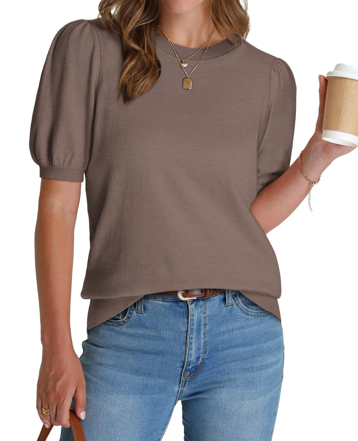 Women's Lightweight Puff Short Sleeve Sweater