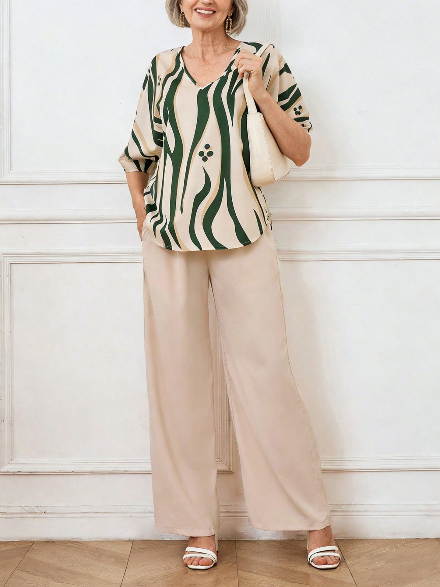 Casual V-Neck Two-Piece Set (3 Print Options)