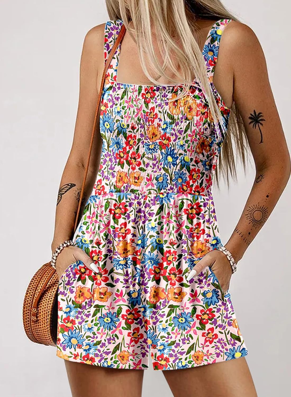 Limited time sale🔥Women's Casual Sleeveless Floral Jumpsuit Cute Romper with Pockets