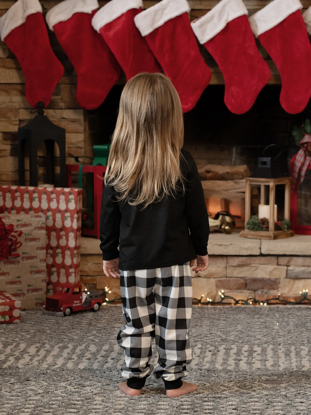 Family Christmas Long-sleeve Black White Letters Pajamas