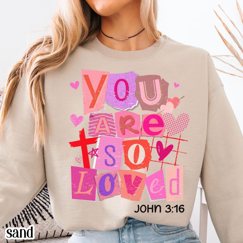 Christian Valentines Day Sweatshirt John 3:16 Bible Verse Jesus Sweater