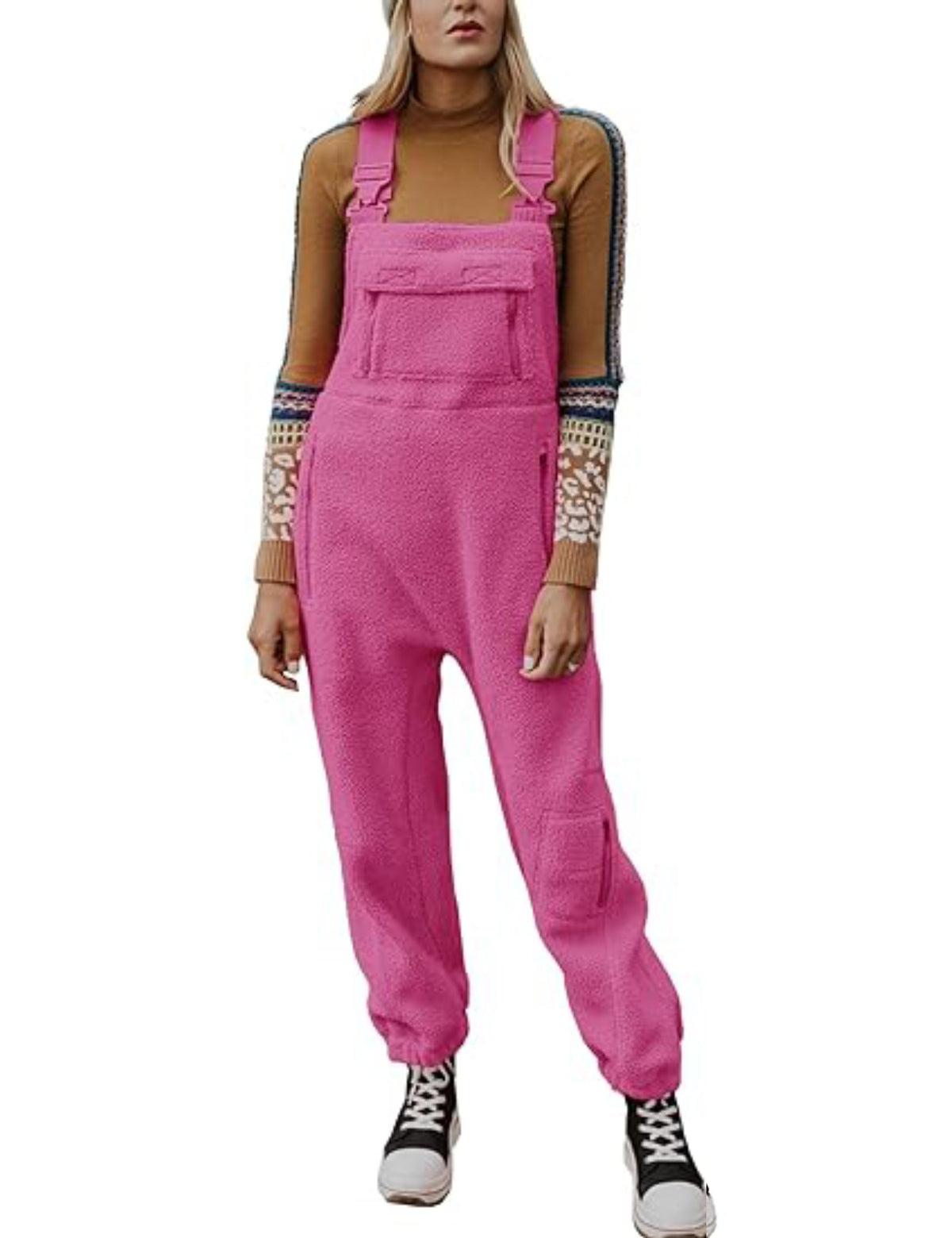 Limited time sale 🔥Women's Fleece Warm Overalls Loose Casual Jumpsuits