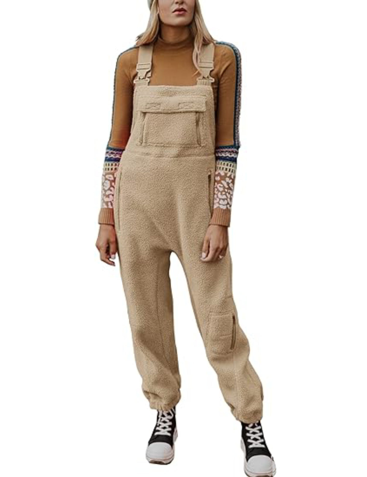 Limited time sale 🔥Women's Fleece Warm Overalls Loose Casual Jumpsuits