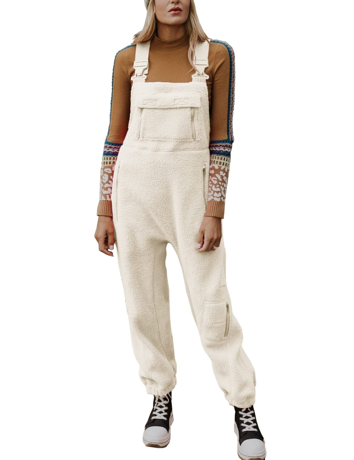 Limited time sale 🔥Women's Fleece Warm Overalls Loose Casual Jumpsuits