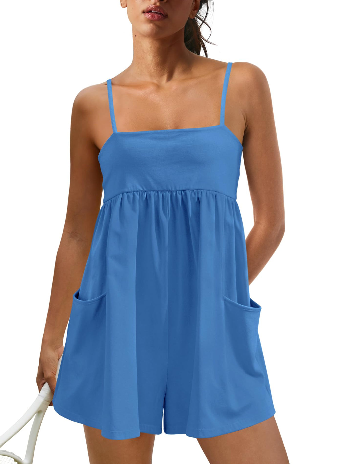 Limited time sale🔥Women's Summer Sleeveless Strappy Athletic Romper-with Pocket