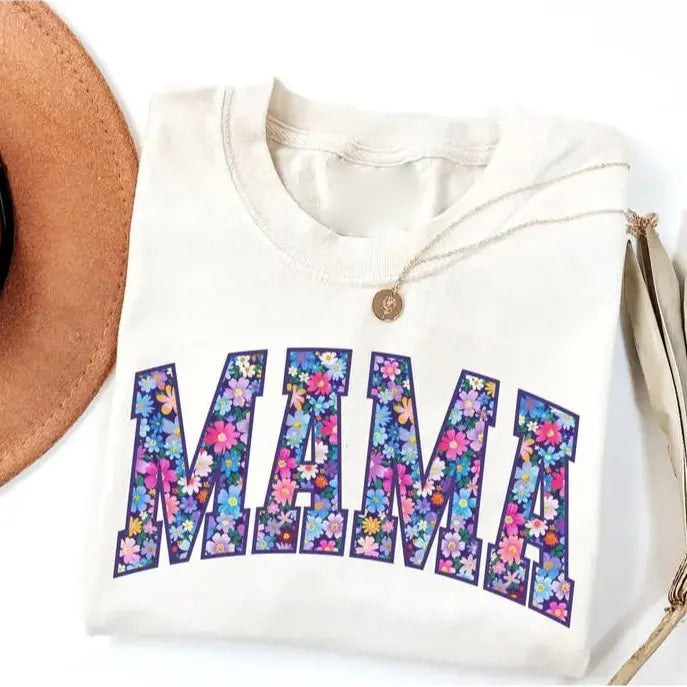 Vintage Floral "MAMA" Short-Sleeve T-Shirt
