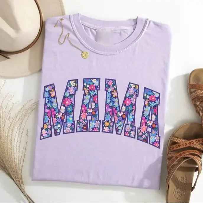 Vintage Floral "MAMA" Short-Sleeve T-Shirt