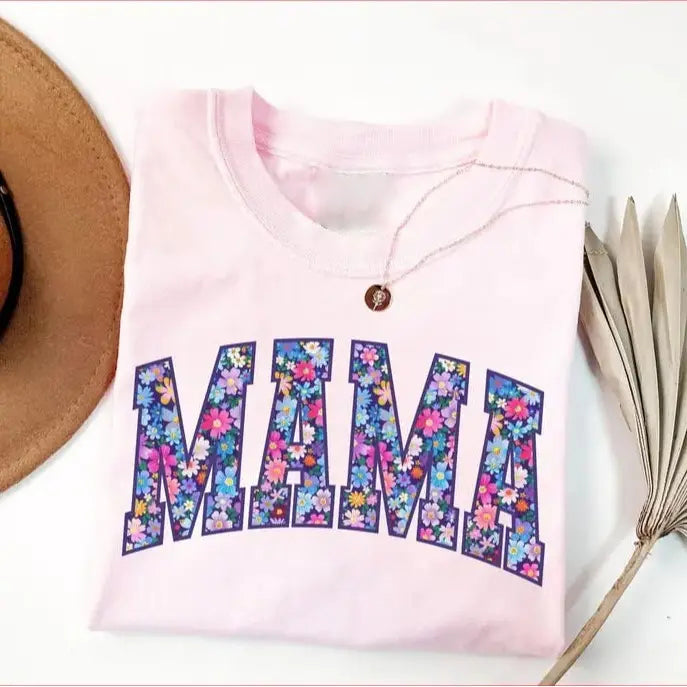 Vintage Floral "MAMA" Short-Sleeve T-Shirt