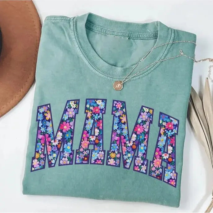 Vintage Floral "MAMA" Short-Sleeve T-Shirt