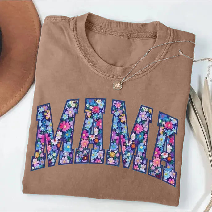 Vintage Floral "MAMA" Short-Sleeve T-Shirt